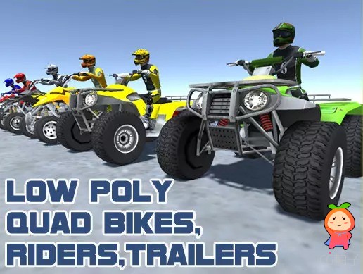 Low Poly Quad Bikes With Riders & Trailers 1.0
